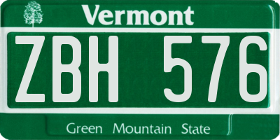 VT license plate ZBH576