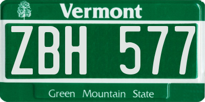 VT license plate ZBH577