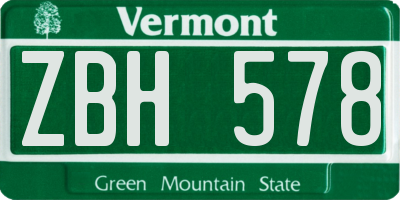 VT license plate ZBH578