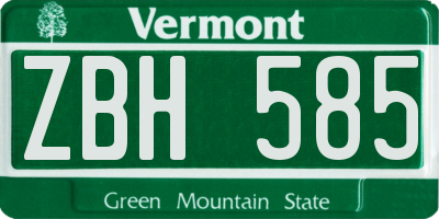 VT license plate ZBH585