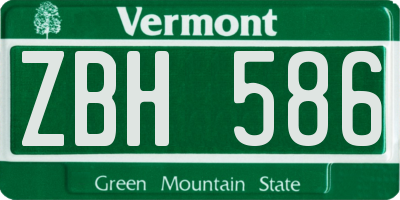 VT license plate ZBH586