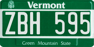 VT license plate ZBH595