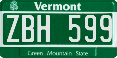 VT license plate ZBH599