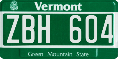 VT license plate ZBH604