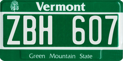 VT license plate ZBH607