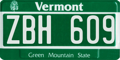 VT license plate ZBH609