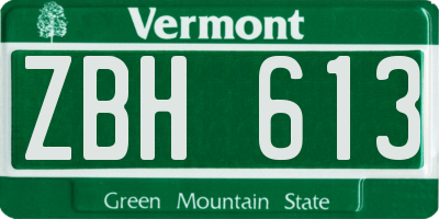 VT license plate ZBH613