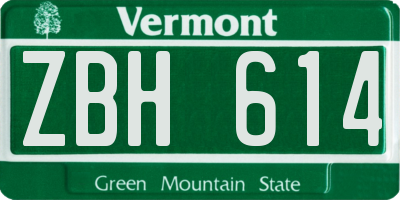 VT license plate ZBH614