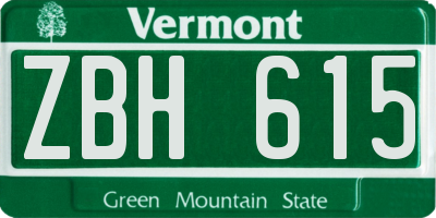 VT license plate ZBH615