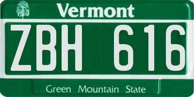 VT license plate ZBH616