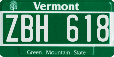 VT license plate ZBH618