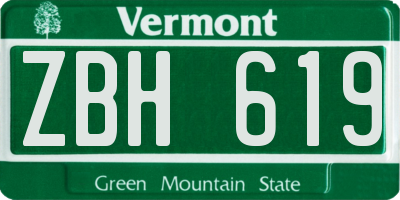 VT license plate ZBH619