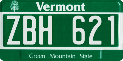 VT license plate ZBH621