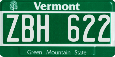VT license plate ZBH622