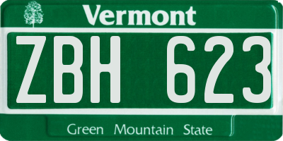 VT license plate ZBH623