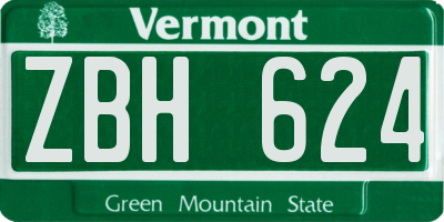 VT license plate ZBH624