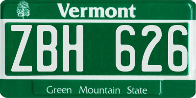 VT license plate ZBH626