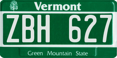 VT license plate ZBH627