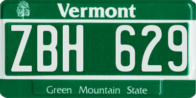 VT license plate ZBH629