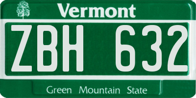 VT license plate ZBH632