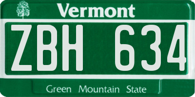 VT license plate ZBH634