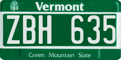 VT license plate ZBH635