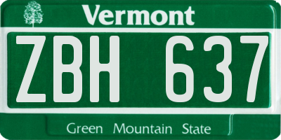 VT license plate ZBH637