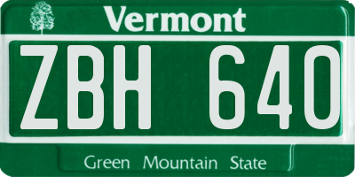 VT license plate ZBH640