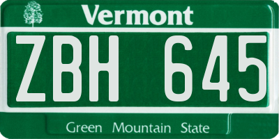 VT license plate ZBH645