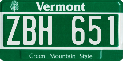 VT license plate ZBH651