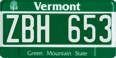VT license plate ZBH653