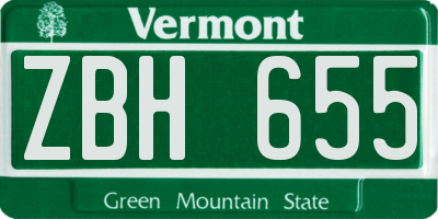 VT license plate ZBH655