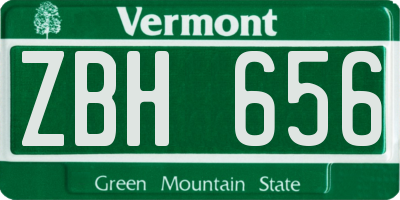 VT license plate ZBH656