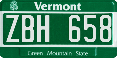 VT license plate ZBH658