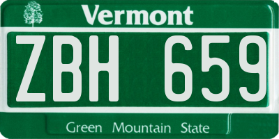 VT license plate ZBH659