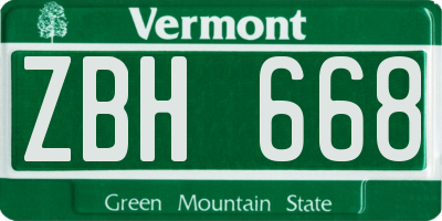 VT license plate ZBH668