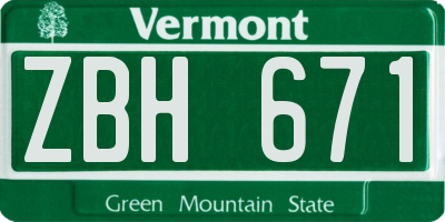 VT license plate ZBH671
