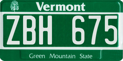 VT license plate ZBH675