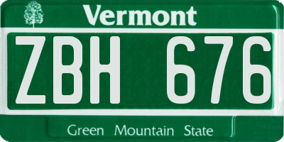 VT license plate ZBH676