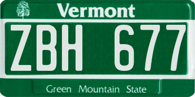 VT license plate ZBH677