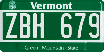 VT license plate ZBH679