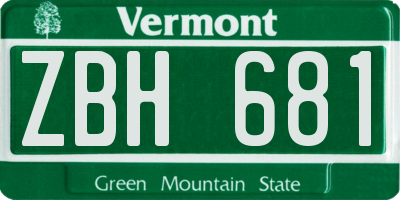 VT license plate ZBH681