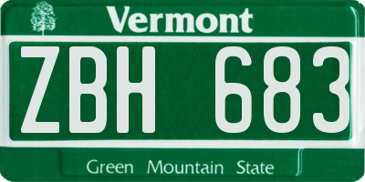 VT license plate ZBH683