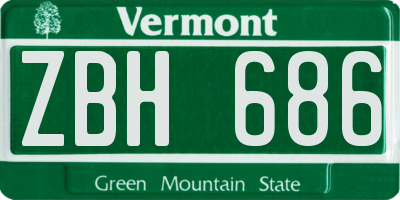 VT license plate ZBH686