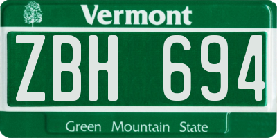 VT license plate ZBH694