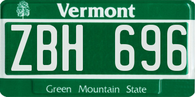 VT license plate ZBH696