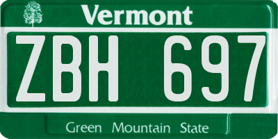 VT license plate ZBH697