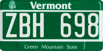 VT license plate ZBH698