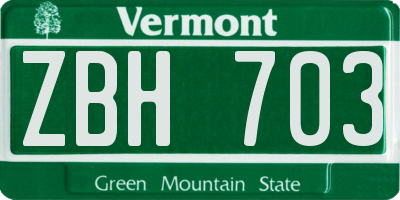 VT license plate ZBH703