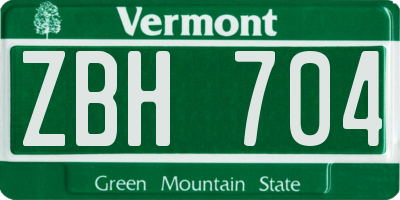 VT license plate ZBH704
